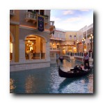 Venetian Hotel, Las Vegas. This picture is taken inside. The hotel features a painted sky-like ceiling and a river complete with gondolas!