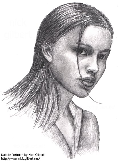 Natalie Portman art - pencil sketch by Nick Gilbert